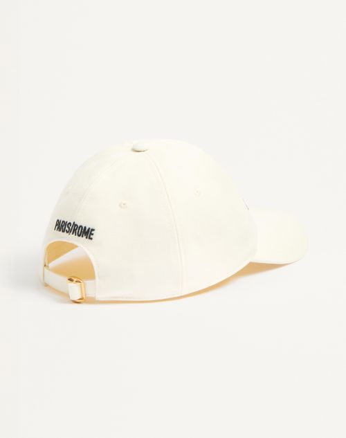 Valentino Garavani - Chez Valentino Cotton Baseball Cap - Black/ivory - Woman - Hats And Gloves