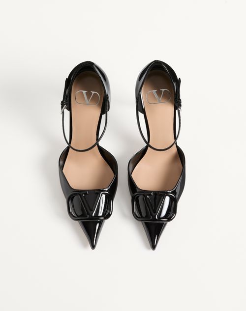 Valentino Garavani - Escarpins Vlogo Signature D'orsay En Cuir Verni, Talon : 100 mm - Noir - Femme - Escarpins