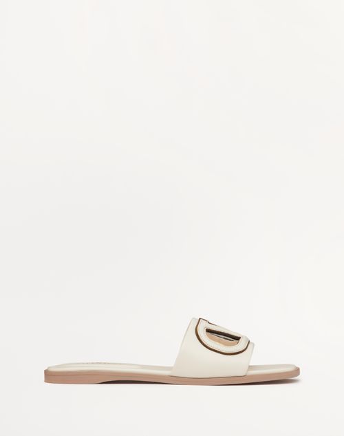 Valentino Garavani - Sandalo Slide Vlogo Cut-out In Vitello - Avorio - Donna - Slide E Infradito