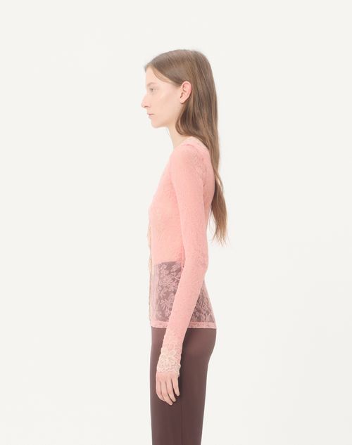 Valentino - Stretch Lace Cardigan - Pink - Woman - Shirts & Tops