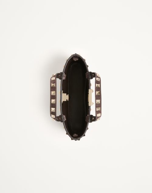 Valentino Garavani - Rockstud Mini-einkaufstasche Aus Wildleder - Ebenholz - Frau - Shopper Taschen
