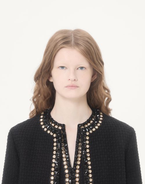 Valentino - Embroidered Canestrello Tweed Short Dress - Black/silver - Woman - Dresses