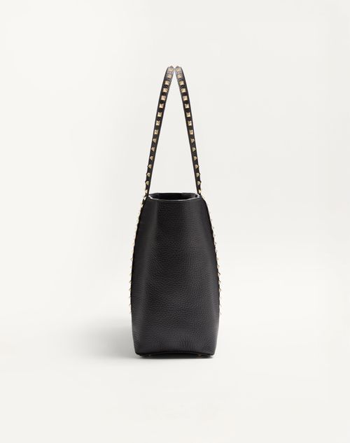 Valentino Garavani - Valentino Garavani Rockstud Shopping Bag In Grainy Calfskin - Black - Woman - Totes