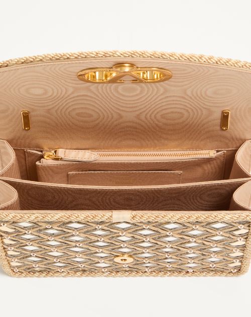 Valentino Garavani - Valentino Garavani Vain Embroidered Shoulder Bag - Champagne - Woman - Shoulder Bags