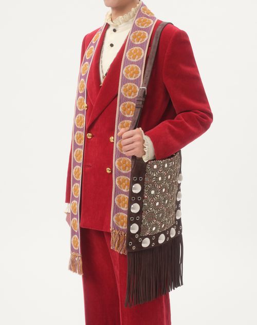 Valentino - Double-breasted Jacket In Washed Cotton-linen Velvet - Crab - Man - Coats And Blazers