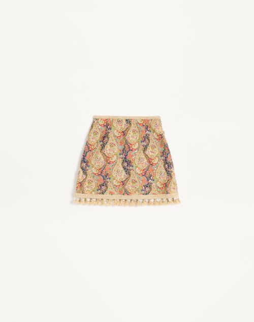 Valentino - Embroidered Skirt On Piquet With Paisley Voyage Imaginaire Print - Multicolor - Woman - Skirts