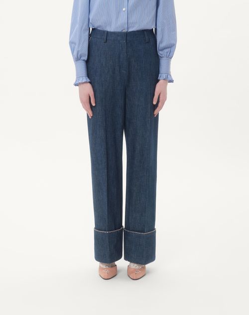 Valentino - Denim Chambray Pants - Blue - Woman - Denim