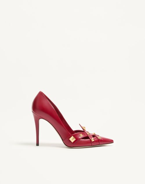 Valentino Garavani - Décolleté Studdy In Capretto 100mm - Rosso - Donna - Décolleté E Slingbacks