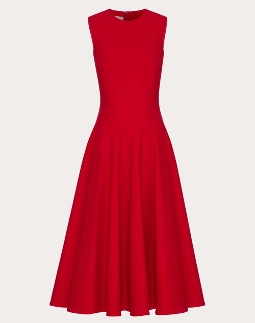 Valentino Crepe Couture Virgin Wool Midi Dress In Red