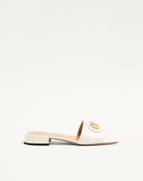 Valentino Garavani - Vlogo Signature Slide Sandal In Calfskin 20mm - Ivory - Woman - Slides And Thongs