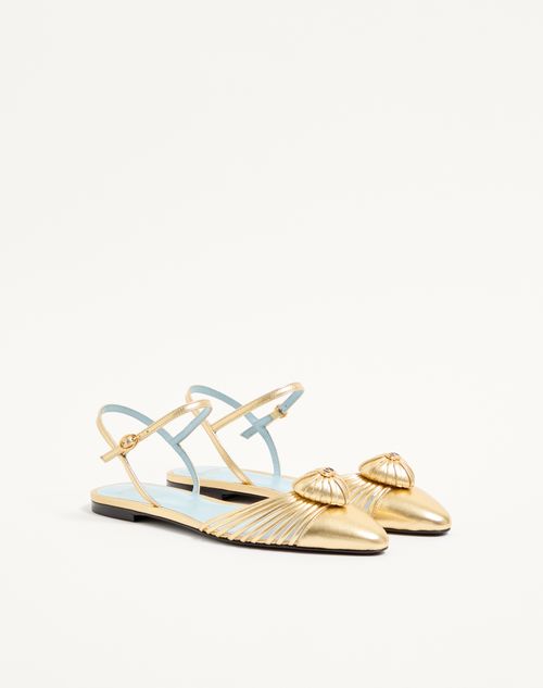Valentino Garavani - Coeur Royal Laminated Nappa Ballerina - Antique Brass - Woman - Ballerinas
