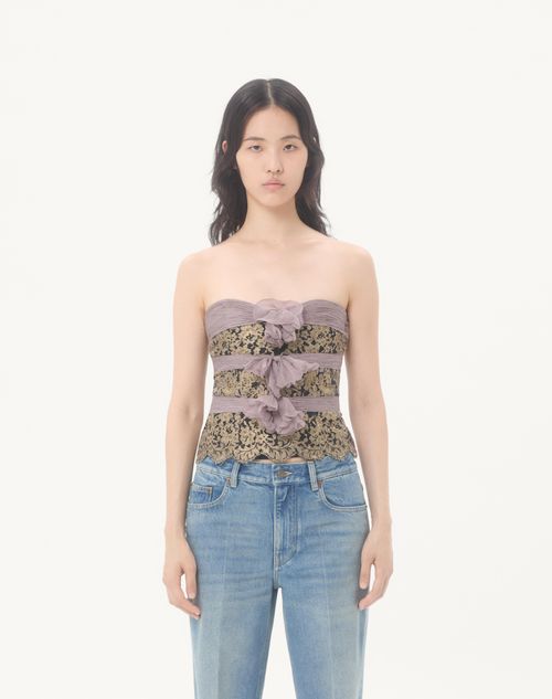 Valentino - Chiffon Top - Grey/mauve/gold - Woman - Shirts And Tops