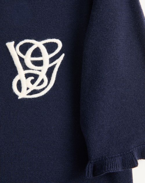 Valentino - Embroidered Wool Top - Night/cream - Woman - Knitwear