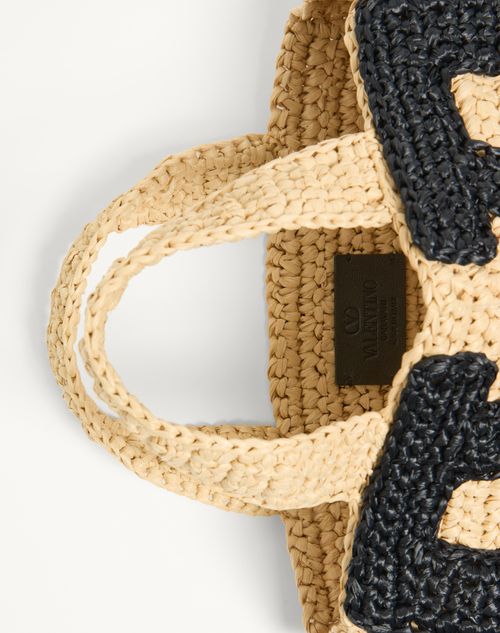 Valentino Garavani - Valentino Garavani Viva Superstar Small Shopping Bag In Raffia - Natural - Woman - Totes