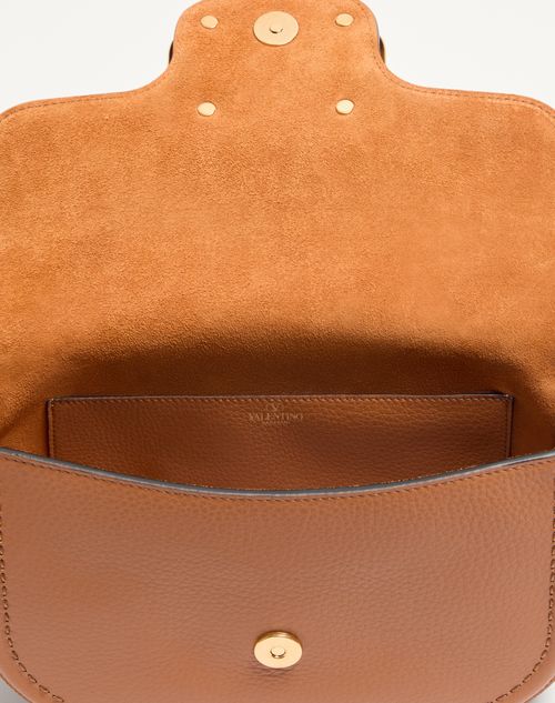 Valentino Garavani - Valentino Garavani Alltime Grainy Calfskin Shoulder Bag - Almond - Woman - Shoulder Bags