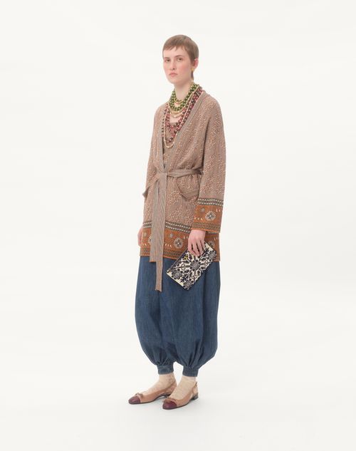 Valentino Garavani - Pochette Vlogo Signature En Jacquard Avec Motif Floral - Ivoire/bleu/saphir - Femme - Pochettes