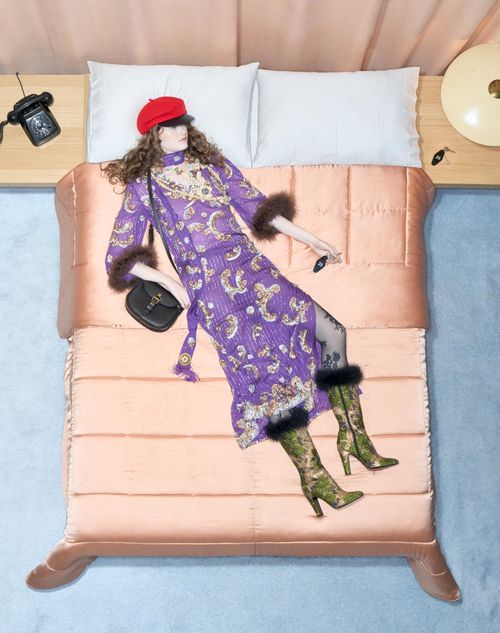 Valentino - Embroidered Chiffon Dress With Feathers - Purple - Woman - Dresses