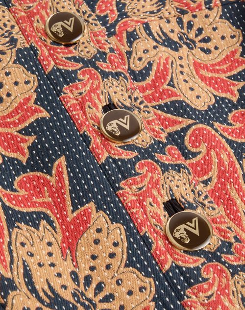 Valentino - Caban In Apres L'hiver Quilted Floral Jacquard - Indigo/multicolour - Woman - Jackets And Blazers