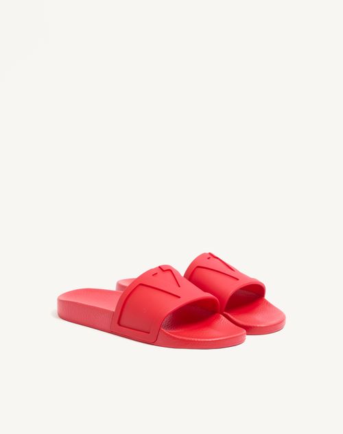 Valentino Garavani - Coolside Rubber Slide Sandal - Coral - Man - Sandals