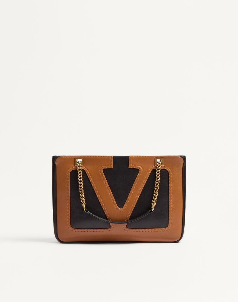 Valentino Garavani Black Nappa Leather Small Viva Superstar Shoulder Bag In Multi
