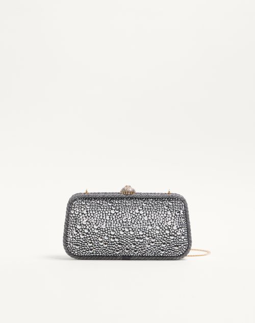 Valentino Garavani  Garavani Carry Secrets Minaudiere With Rhinestones Woman Crystal Uni In Silver