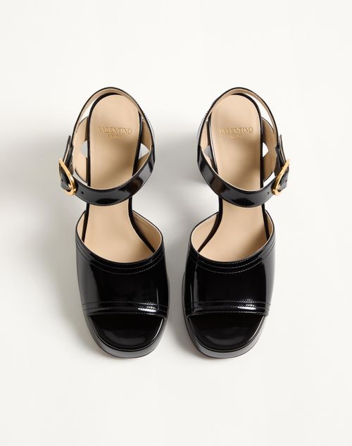 Valentino Garavani - Fawcette Platform Sandal In Polished Calfskin 100mm - Black - Woman - Sandals