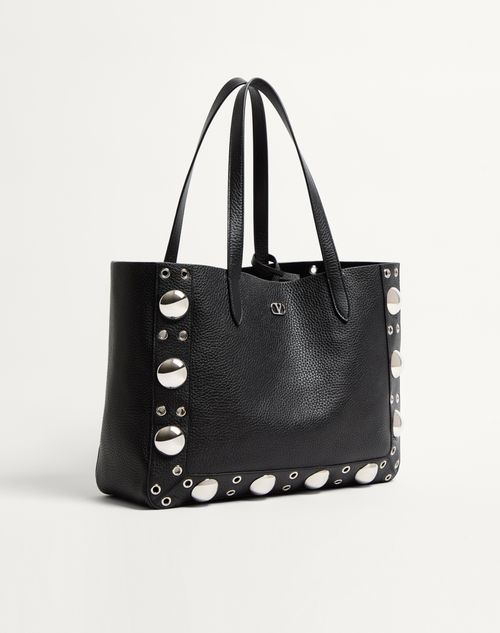 Valentino Garavani - Valentino Garavani Nellcôte Medium Shopping Bag In Grainy Calfskin - Black - Woman - Totes