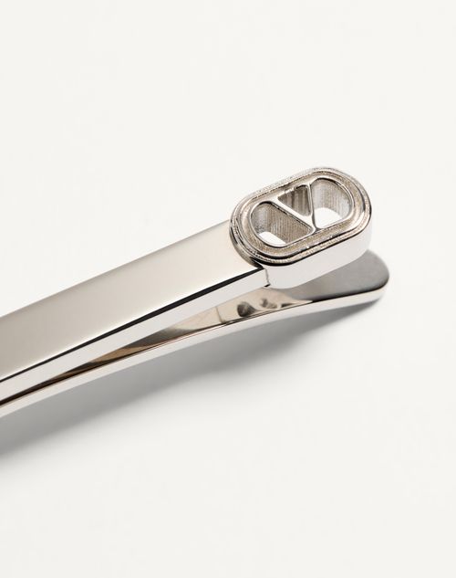 Valentino Garavani - Valentino Garavani Vlogo Signature Metal Tie Clip - Transparent - Man - Jewellery