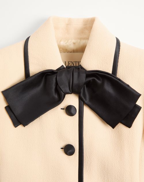 Valentino - Wool Crepe Jacket - Birch/black - Woman - Jackets And Blazers
