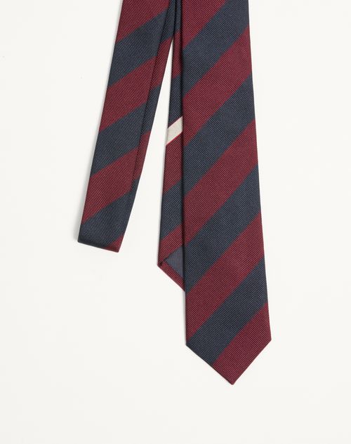 Valentino Garavani - Valentie Jacquard Regimental Silk Tie - Blue/maroon - Man - Ties