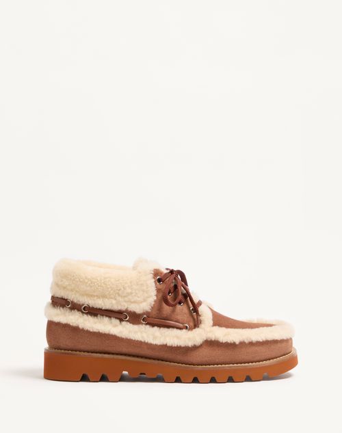 Valentino Garavani Palm Avenue Ankle Boot In Crust Leather And Wool