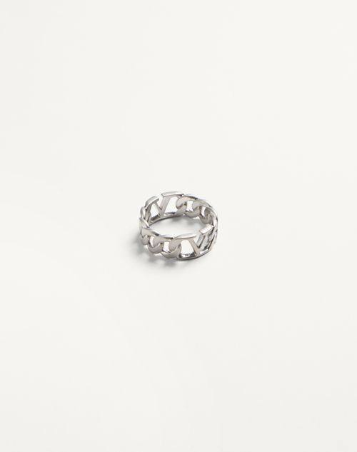 Valentino Garavani - Vlogo Signature Metal Ring - Palladium - Man - Jewelry