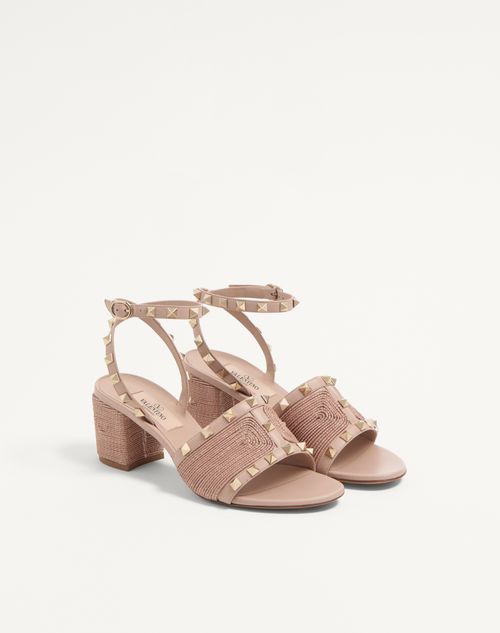 Valentino Garavani - Rockstud Calfskin Sandal With Cornely Embroidery 60mm - Beige Rose - Woman - Sandals