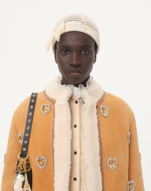Valentino - Piel De Oveja Bordada - Beis - Mujer - Abrigos Y Chaquetas