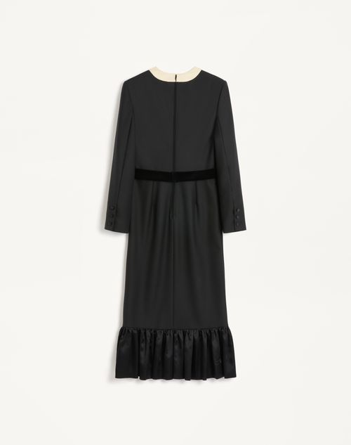 Valentino - Virgin Wool Midi Dress With Bows - Black/soft Beige - Woman - Dresses