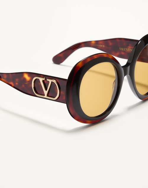 Valentino - Dramatic Round 1960s Acetate Glasses - Havana Beige - Woman - Eyewear