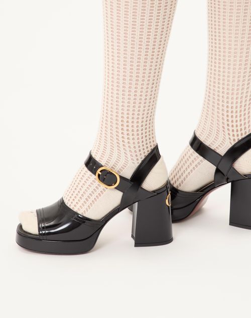 Valentino Garavani - Fawcette Platform Sandal In Polished Calfskin 100mm - Black - Woman - Sandals