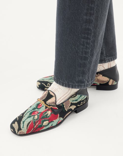 Valentino Garavani - Jiggie Loafer In Gobelin Fabric - Multicolor - Man - Loafers And Driver