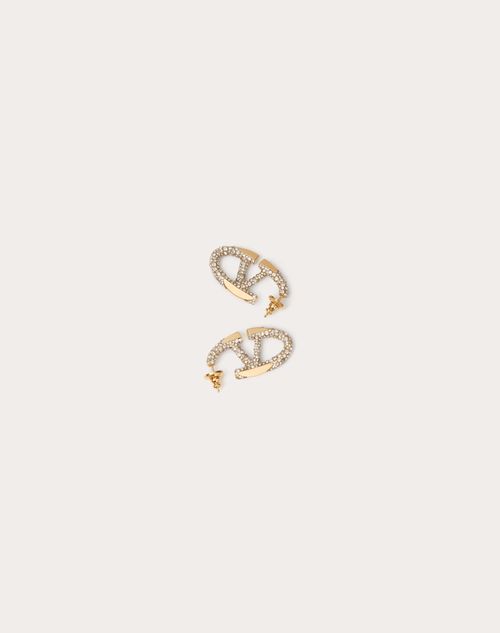 Valentino Garavani The Bold Edition Vlogo Metal And Swarovski® Crystal Earrings Woman Gold Uni