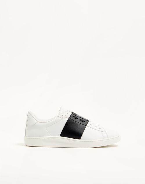 Valentino Garavani - Open Royco Trainer In Nappa Calfskin - White/ Black - Man - Trainers