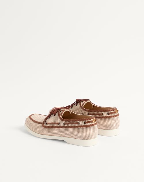 Valentino Garavani - Palm Avenue Canvas And Nappa Boat Shoe - Multicolour/tobacco - Man - Loafers And Driver