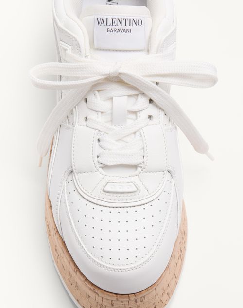 Valentino Garavani - Freedots Xl Calfskin And Cork Sneaker - White - Woman - Trainers