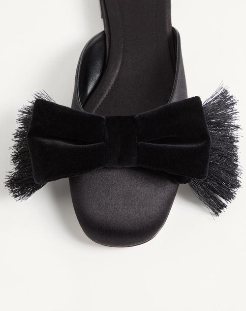 Valentino Garavani - Reinette Satin Mule - Black - Woman - Ballerinas
