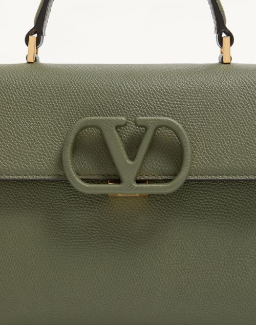 Valentino Garavani - Valentino Garavani Vsling Small Handbag In Grainy Calfskin - Military Green - Woman - Top Handle Bags