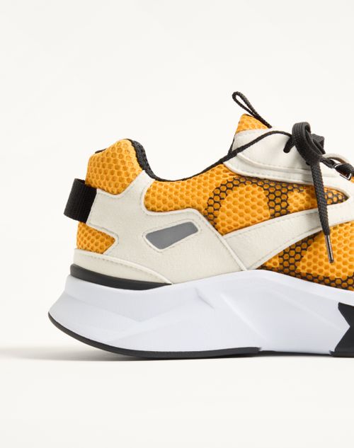 Valentino Garavani - Demivee Sneaker In Mesh Fabric With Suede Inserts - White/yellow - Man - Sneakers
