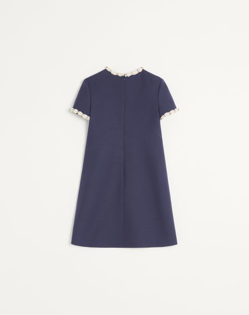 Valentino - Embroidered Crepe Couture Short Dress - Indigo/ivory - Woman - Dresses