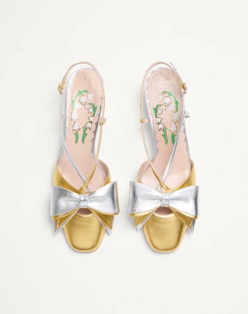 Valentino Garavani - Bowow Slingback Pumps In Laminated Nappa 45mm - Gold/silver - Woman - Pumps