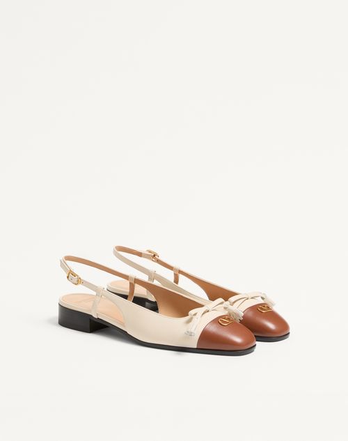 Valentino Garavani - Valet Du Roi Kid Slingback Ballerina 25mmm - Butter/tobacco - Woman - Ballerinas
