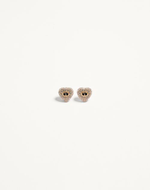 Valentino Garavani Coeur Royal Earrings In Metal, Enamel And Swarovski Crystals Woman Gold/crystal Onesize