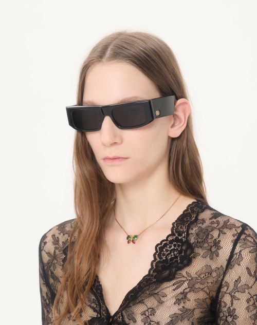 Valentino - Rectangular Acetate Eyewear - Black/gray - Unisex - Eyewear